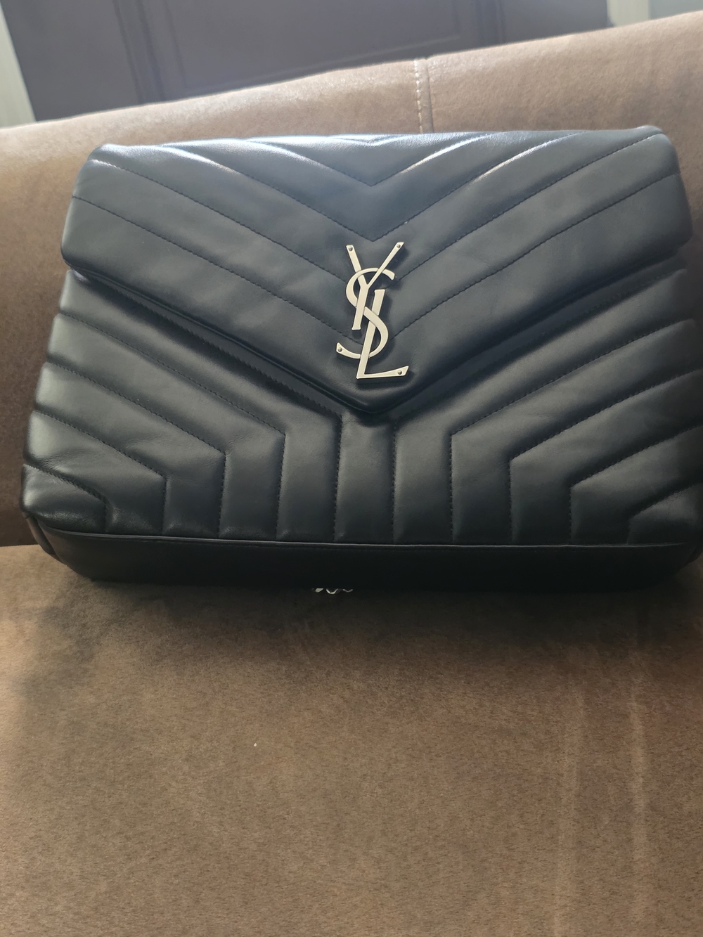 Saint Laurent Black Chevron Quilted Leather Shoulder Bag